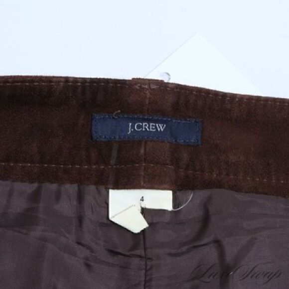 J. Crew Genuine Suede Leather Woman’s Pants. Size 4. Chocolate Brown. - Picture 5 of 9